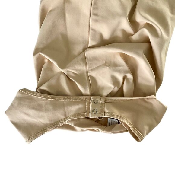 Reoria Women's High Neck Beige Bodysuit Snap Closure Size Small NEW - Picture 5 of 6